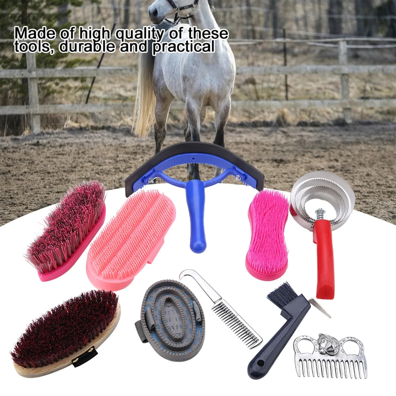 Grooming Kit Horse - 10 قطع من أدوات العناية بالحصان،